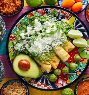 a table with a plate of food on a table