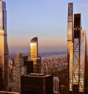 a group of tall buildings in a city