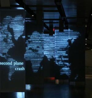 a projection of a world map on a wall