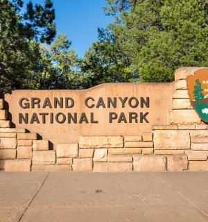 a sign for the grand canyon national park