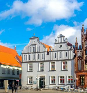 a group of buildings on a city street