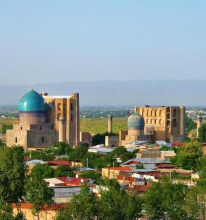 一座有圆顶和建筑物的城市