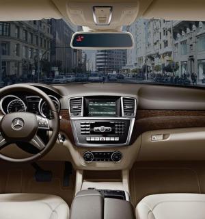 a view of the dashboard of acedes benz car