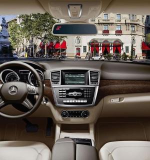 a view of the dashboard of acedes benz car