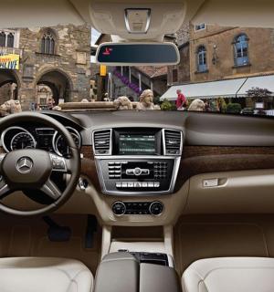 a view of the dashboard of acedes benz car