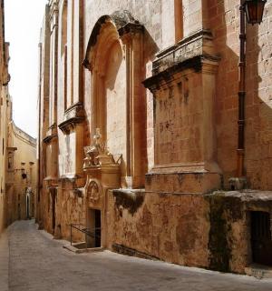 an empty alley in an old building