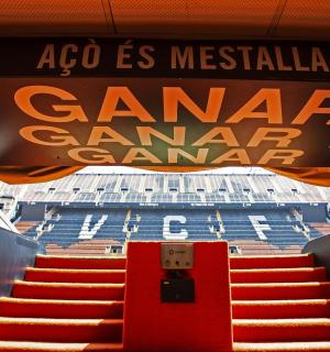 前面有楼梯的体育场标志