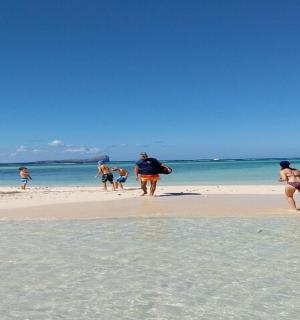 a group of people walking on the beach