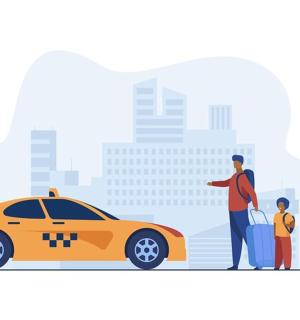 一家人在等出租车