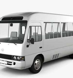 一辆白色巴士被隔离在白色背景上