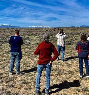 skupina lidí stojících na poli