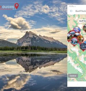 湖中山峰倒影的地图