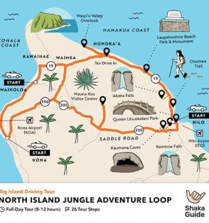 mapa dobrodružné okružní trasy džungle severního ostrova