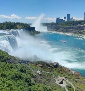 letecký pohled na Niagarské vodopády