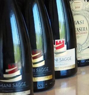 tre bottiglie di vino appoggiate su un tavolo