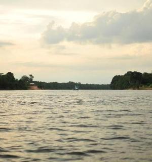 a boat on a large body of water