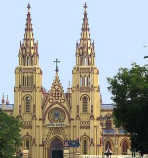 a large building with two towers on top of it