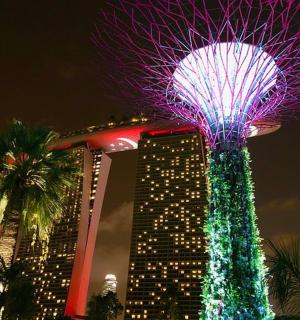 太空针塔的夜间视觉效果