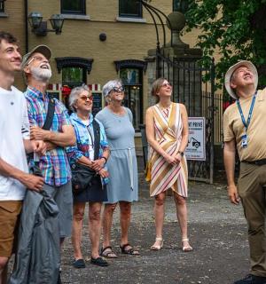 a group of people standing next to each other