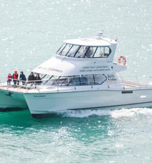 a group of people on a boat in the water