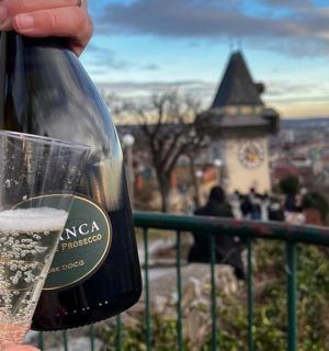 особа држи боцу вина