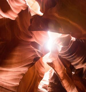 a shaft of light in antelope canyon