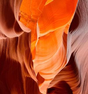a view of a slot canyon in the desert
