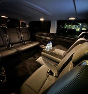 a view of the inside of a limousine