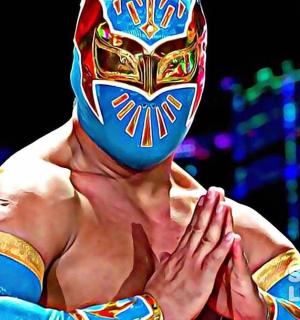 a man in a wrestling mask is performing