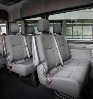 an inside view of a van with empty seats