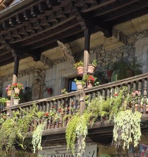 un balcó amb plantes en test en un edifici