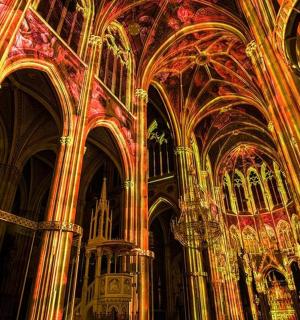 a large cathedral with a large organ in it