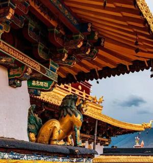 budova se sochou lva na boku