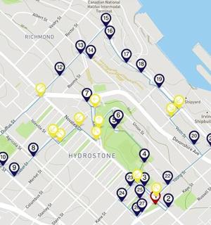 a map of mordons place with circled spots
