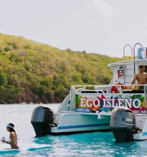 a group of people on a boat in the water