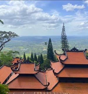 a view from the top of a building with trees