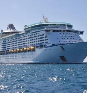 a cruise ship sitting in the ocean