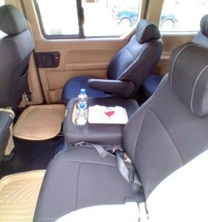 a view of the back seats of a van