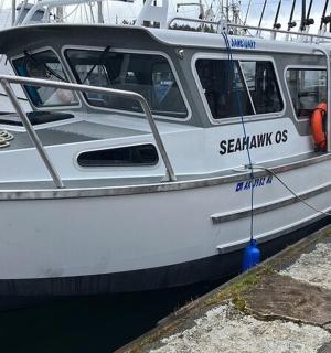 Bílá loď kotví v doku