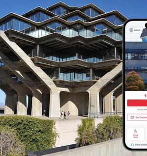 a building with a cell phone in front of it