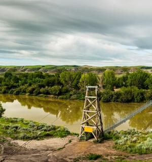 河中间的一座桥
