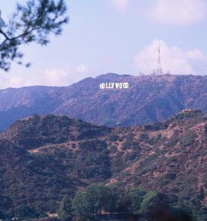 a hollywood sign on the top of a mountain