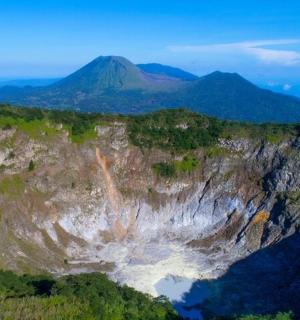 an island in the middle of a mountain