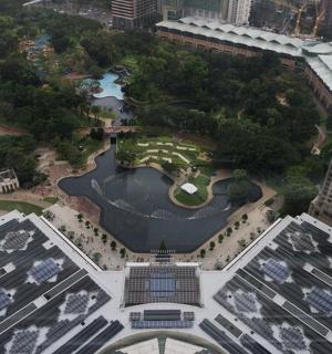 城市公园的鸟瞰图