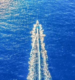 a boat in the middle of the water