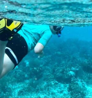 a person is swimming in the water