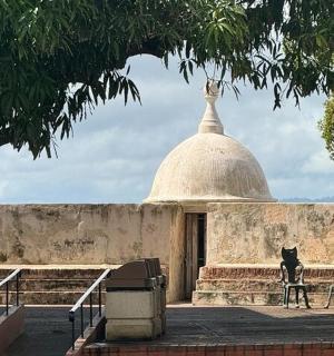 ein Gebäude mit zwei Stühlen vor einem Gebäude