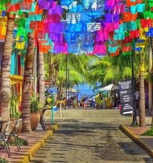 lukisan jalan dengan pokok palma