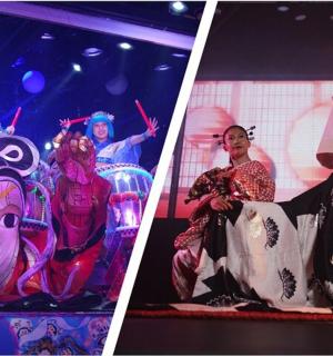 a group of people on a stage with a show