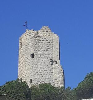 山顶上的一座高石塔